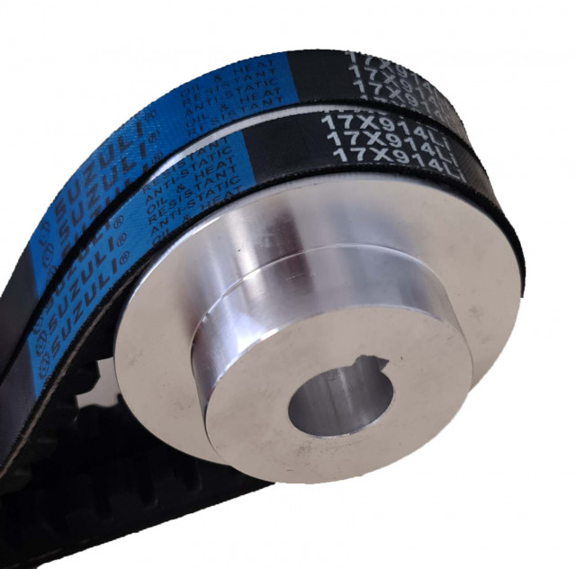 Fulie dubla motosapa (ax 20mm, diametru 80mm) pt curea de 17mm [2]