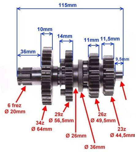 Grup pinioane cutie de viteze Cross 125cc [2]