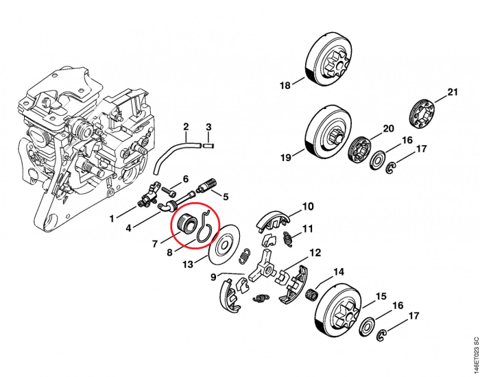 Melc pompa ulei drujba compatibil Stihl MS271, MS291 [2]