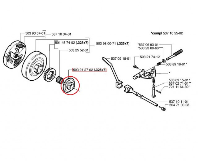 Melc pompa ulei drujba Husqvarna 357, 359 / pas 3.25 [3]