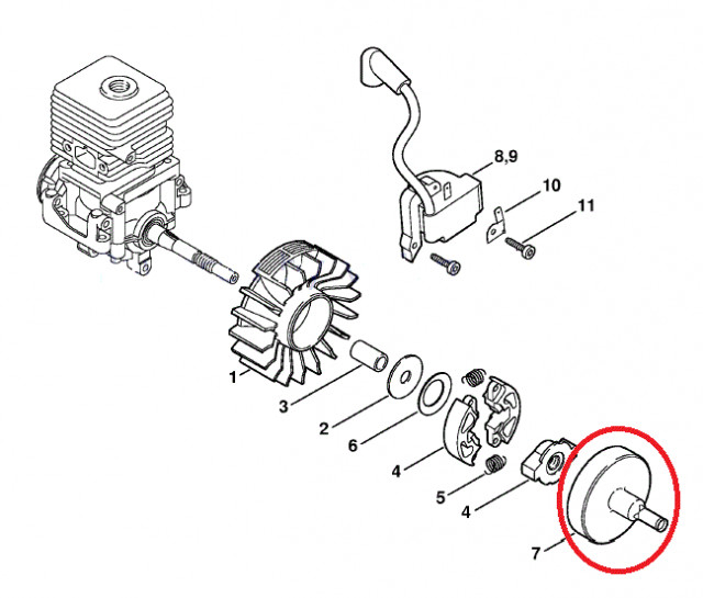 Oala ambreiaj motocoasa compatibila Stihl FS38, FS40, FS45, FS46, FS50, FS55, FS56 [2]