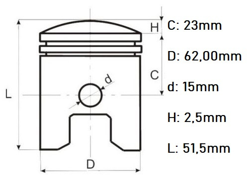 Piston ATV 4T Loncin 150cc Ø 62mm [2]