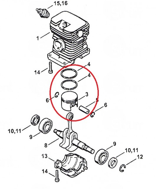 Piston complet drujba compatibil Stihl MS 180, 018 (cal.2) [2]