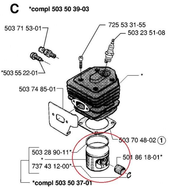 Piston drujba Husqvarna 154, 254, Ø 45 mm Meteor [2]