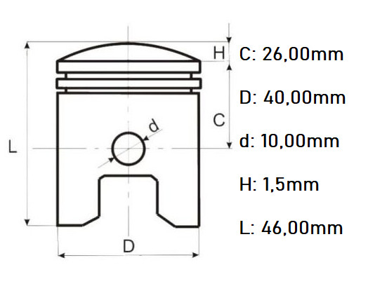 Piston kit motor bicicleta 50cc (40mm bolt 10mm) [2]