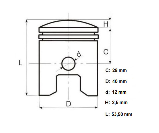 Piston scuter 2T 50cc Honda Dio Bali / Kymco 40mm [2]