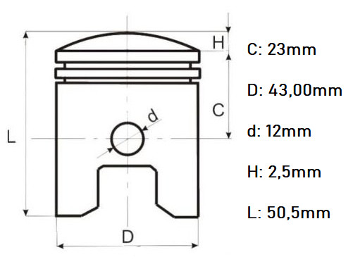 Piston scuter 2T 50cc Yamaha DT 40mm [2]