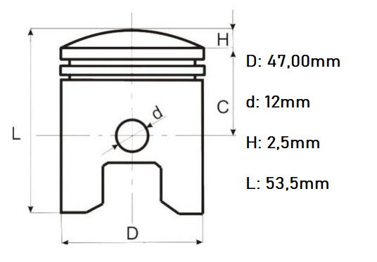 Piston scuter 2T 80cc Honda / Kymco 47mm [2]