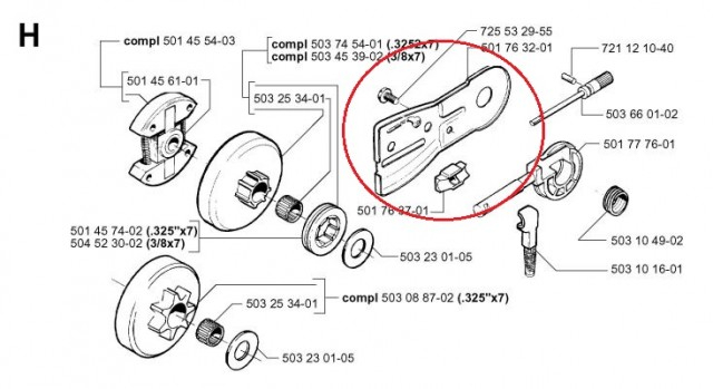 Placa lama Husqvarna 51, 55 carter - cal. 1 [2]