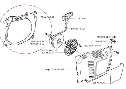 Plastic demaror drujba Husqvarna 362, 365, 371, 372 [2]