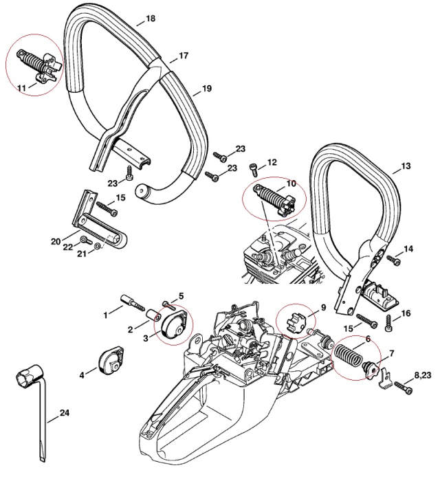 Set amortizoare drujba compatibile Stihl MS 341, MS 361 (5 Buc) [2]