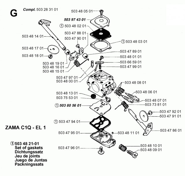 Set membrane carburator drujba Husqvarna 40, 51, 55 [2]