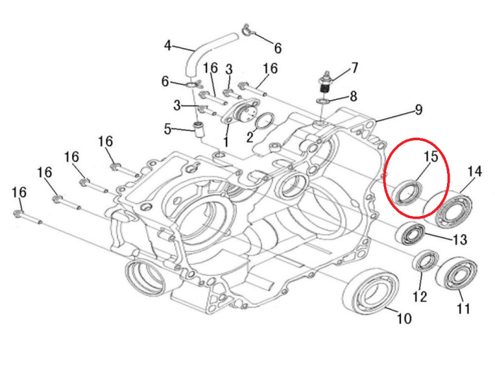 Simering carter dreapta 45 x 30 x 8mm Atv Linhai (35222) [2]