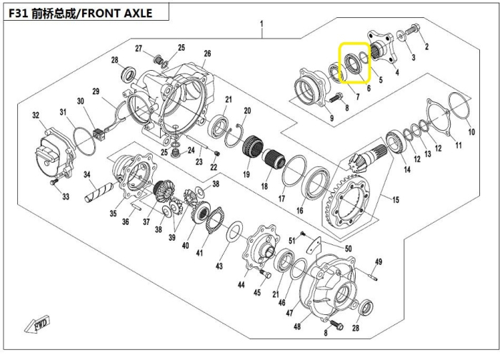 Simering grup fata / cupla cardan spate CF Moto 500 (35x50x7) [3]