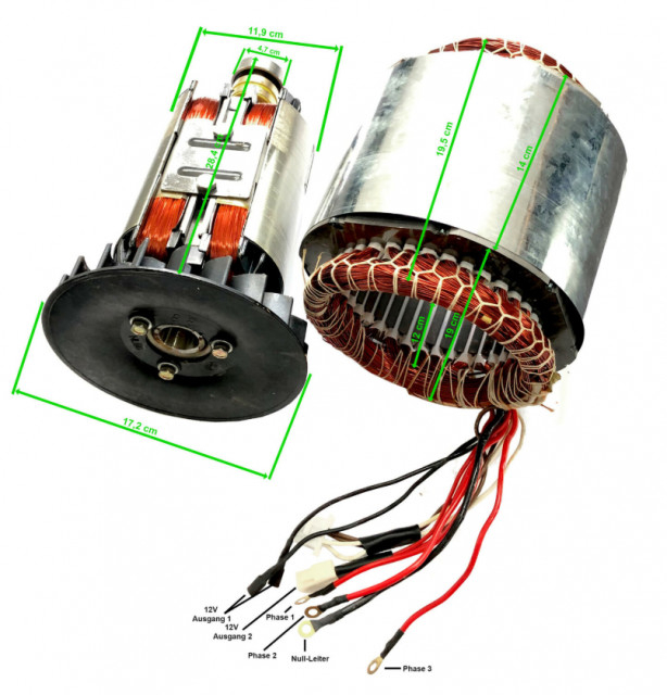 Stator si Rotor generator 5-6 KW (Gx 390, 188 ) Cupru (Trifazic) [1]