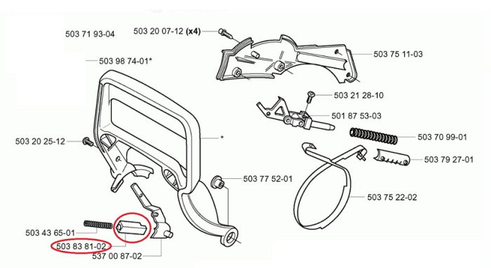 Suport arc maner frana drujba Husqvarna 362, 365, 371, 372 [3]