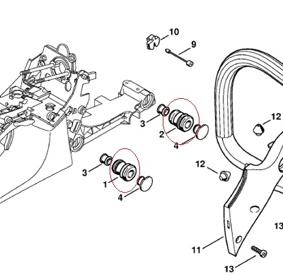 Amortizor drujba compatibil Stihl MS 270, MS 280 (model nou) [1]