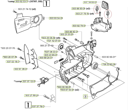 Amortizor drujba Husqvarna 135, 140, 340, 345, 350, 346xp, 351, 353, 357, 359, 435, 440, 445, 450, 455, 460 (cauciuc) [1]