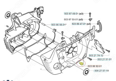 Amortizor drujba Husqvarna 340, 345, 350, 357, 359, 435, 440, 445, 450, 455, 460, 135, 140 (cauciuc) [1]