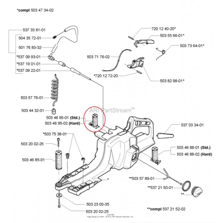 Amortizor drujba Husqvarna 394, 395 dreapta [1]