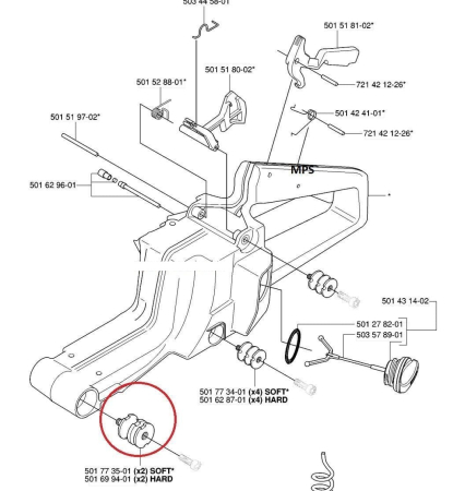 Amortizor drujba Husqvarna 61, 66, 262, 268, 272 (model mare) [1]