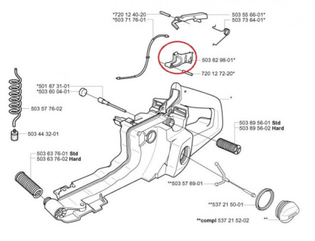 Buton acceleratie drujba Husqvarna 362, 365, 371, 372 [1]