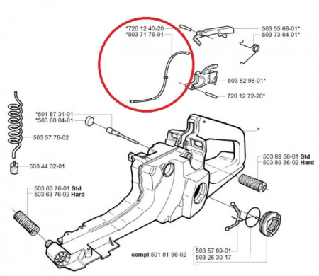 Cablu acceleratie drujba Husqvarna 365, 371, 372 [2]
