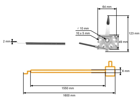 Cablu acceleratie + maneta motor universal 150 cm [2]