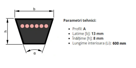 Curea motosapa, betoniera 13 x 600Li (trapezoidala) [1]
