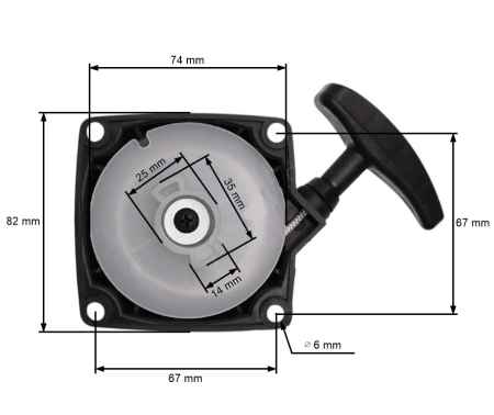 Piese motocoasa - Demaror motocoasa chinezeasca (nr. 1) 67mm intre prinderi