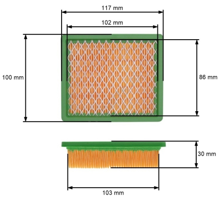 Piese motoutilaje  - Filtru aer masina tuns gazon tip Nac T375, MG139, TG475, IF60