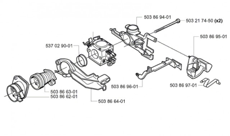 Flansa carburator drujba Husqvarna 340, 345, 350, 351, 353 (tip 2) [1]