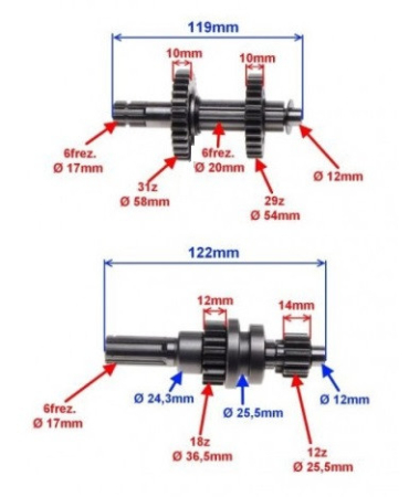 Grup pinioane cutie de viteze ATV 110cc (1+1) fara selector [1]