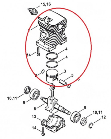 Kit cilindru drujba compatibil Stihl MS 180, 018 (cal. 2) [1]