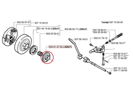 Melc pompa ulei drujba Husqvarna 357, 359 / pas 3.25 [2]