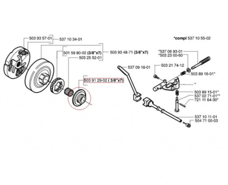 Melc pompa ulei drujba Husqvarna 357, 359 / pas 3/8 [1]