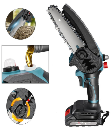 Masini-Unelte  - Mini fierastrau cu 2 acumulatori Li-ion (cu sistem de lubrifiere)