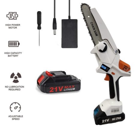 Masini-Unelte  - Mini fierastrau cu 2 acumulatori Li-ion (cu sistem de lubrifiere si display)