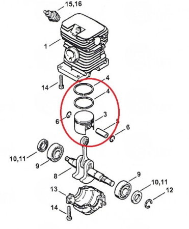 Piston complet drujba compatibil Stihl MS 180, 018 (cal.2) [1]