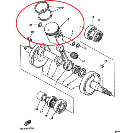 Piston scuter 2T 125cc Yamaha DT 56mm (h 66mm) [2]