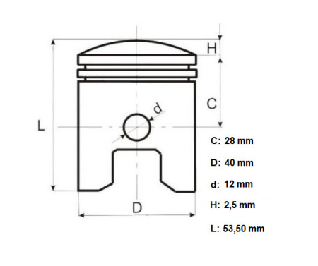 Piston scuter 2T 50cc Honda Dio Bali / Kymco 40mm [1]
