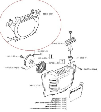 Plastic demaror drujba Husqvarna 350, 345, 340 [1]