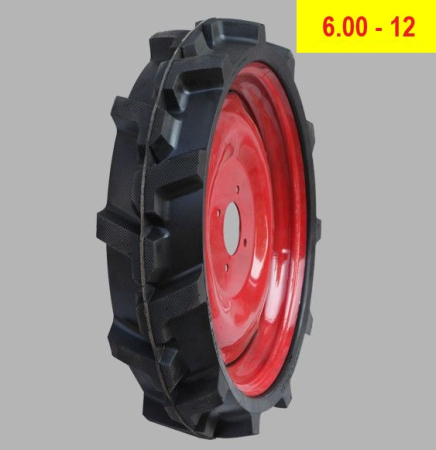 Piese motosapa / motocultor  - Roata completa echivalent 6.00 x 12 (CAUCIUC PLIN)