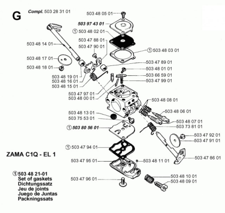 Set membrane carburator drujba Husqvarna 40, 51, 55 [1]