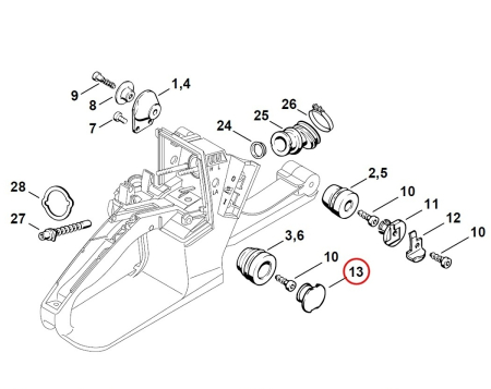 Set suport amortizor drujba compatibil Stihl MS 240 - MS 660 (3 buc) [1]