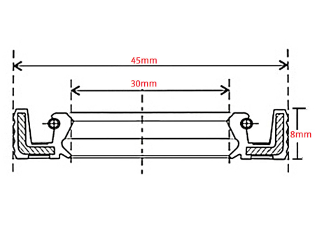 Simering carter dreapta 45 x 30 x 8mm Atv Linhai (35222) [2]