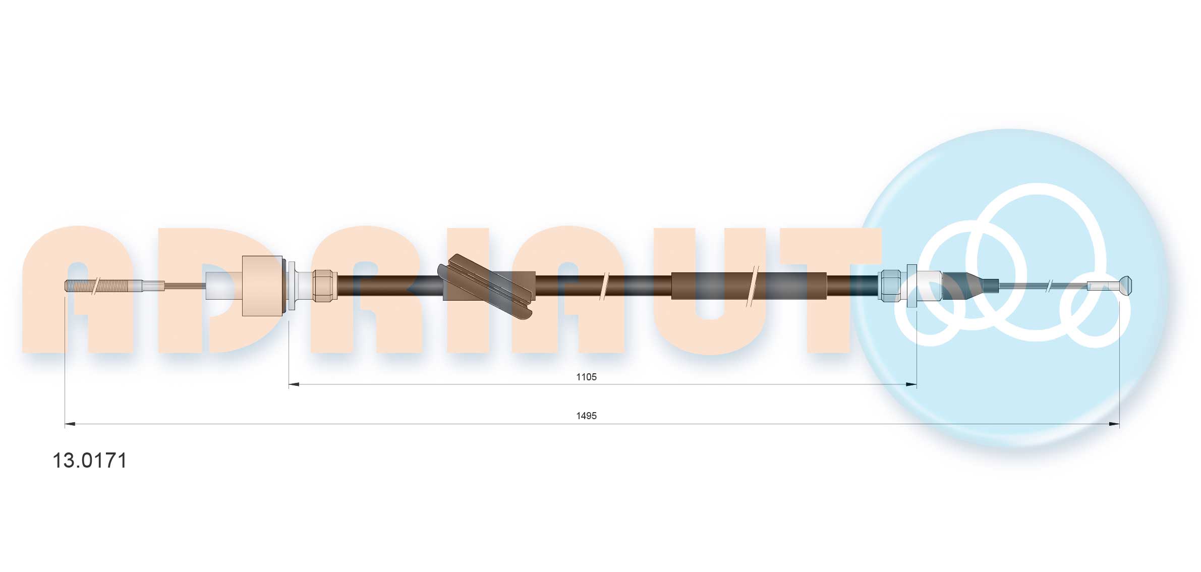 Cablu ambreiaj (1495mm/1105mm) potrivit FORD TRANSIT, TRANSIT TOURNEO 2.4D/2.5D 06.94-12.00 [2]