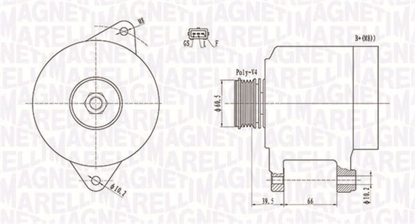 Alternator (12V, 100A) potrivit VOLVO V40; HYUNDAI SONATA IV, SONATA V, TRAJET; KIA MAGENTIS I; MITSUBISHI CARISMA, GALANT VIII, PAJERO PININ I, SPACE, SPACE RUNNER 1.8 2.0 2.4 07.95-12.10