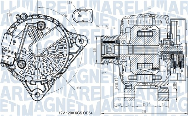 Alternator (12V, 120A) potrivit FORD B-MAX, C-MAX II, ECOSPORT, FIESTA VI, FOCUS III, FOCUS III KOMBI, GRAND C-MAX, KUGA II, TOURNEO CONNECT V408 NADWOZIE WIELKO 1.0-2.0D 06.08-