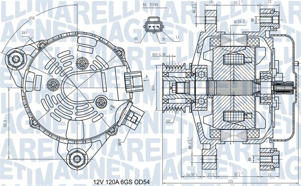 Alternator (12V, 120A) potrivit FORD C-MAX, FOCUS C-MAX, FOCUS II 1.8D 07.04-09.12